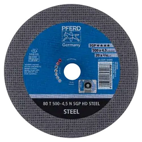 20" X 3/16" CUT-OFF WHEEL, 1" A.H. - N - SGP HD STEEL