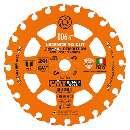 CMT ZERO GRAVITY 6-1/2" X 24T X 5/8" AH CIRCULAR SAW BLADE - FRAMING
