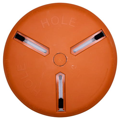 6"-12" ADJUSTABLE HOLE COVER WITH CIRCULAR PUNCHOUT FOR EXTENSION CORDS