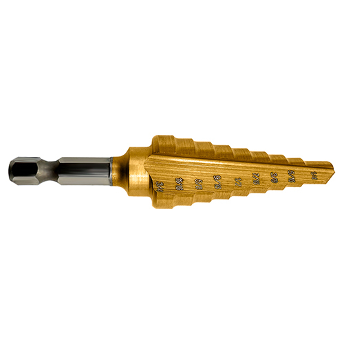1/4" X 3/4" HEX SHANK STEP BIT TITANIUM NITRIDE COATED