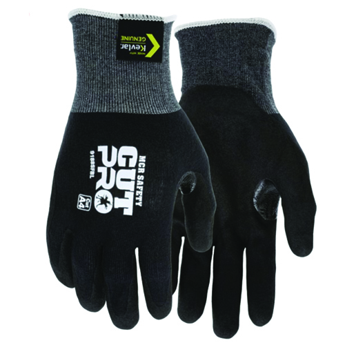 MCR SAFETY CUT PRO 18 GAUGE CUT A4 BLACK KEVLAR COMFORT CUT RESISTANT WORK GLOVES<p>LARGE</p>