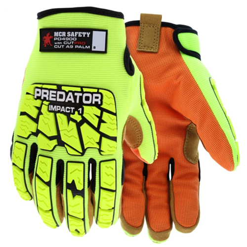 PREDATOR® IMPACT MECHANICS GLOVE, HI-VISIBILITY, KEVLAR CUT RESISTANT PALM LINER<p> MEDIUM</p>
