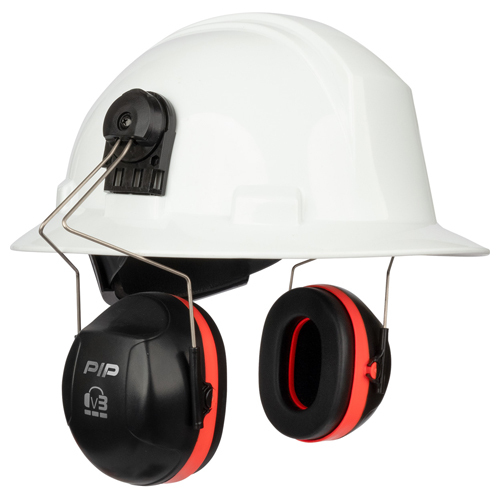 V3 CAP MOUNT EARMUFF, 27 DB, NEON RED/BLACK