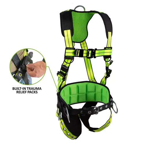 PRO+ CONSTRUCTION HARNESS: 3D, QC CHEST, TB LEGS, INTEGRATED TRAUMA RELIEF<p>LARGE</p.