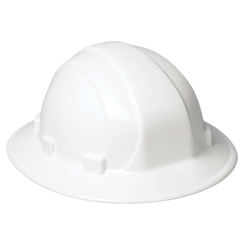 6-POINT NYLON FULL BRIM HARD HAT W/RATCHET WHITE