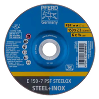 6" X 1/4" GRINDING WHEEL, 7/8" AH- A 24 L PSF-INOX - TYPE 27