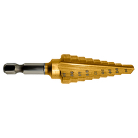 1/4" X 3/4" HEX SHANK STEP BIT TITANIUM NITRIDE COATED