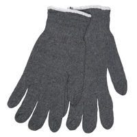 STRING KNIT WORK GLOVES - 7 GAUGE REGULAR WEIGHT - GRAY COTTON POLYESTER HEMMED CUFF<p>LARGE</p>