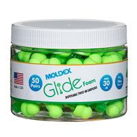GLIDE FOAM NRR 30DB DISPOSABLE TWIST-IN EARPLUGS IN CONVENIENT RECLOSEABLE JAR