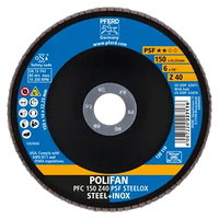 6" X 7/8, POLIFAN FLAP DISC Z PSF STEELOX, 40 GRIT, T29, CONICAL, ZIRCONIA