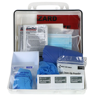 24 PC WALL MOUNTED BLOODBORNE PATHOGEN & BODILY FLUID SPILL KIT