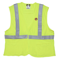 FLAME RESISTANT (FR) SAFETY VEST CLASS 2, MESH, 2 INCH SILVER STRIPES <p>X-LARGE</p.