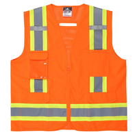MCR LUMINATOR SERIES HI VIZ ORANGE REFLECTIVE SAFETY VEST TYPE R, CLASS 2<p>LARGE</p>