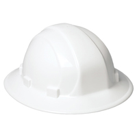 6-POINT NYLON FULL BRIM HARD HAT W/RATCHET WHITE